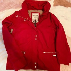Abercrombie Women's Red Coat (Water and Wind Resistant) - Size XS